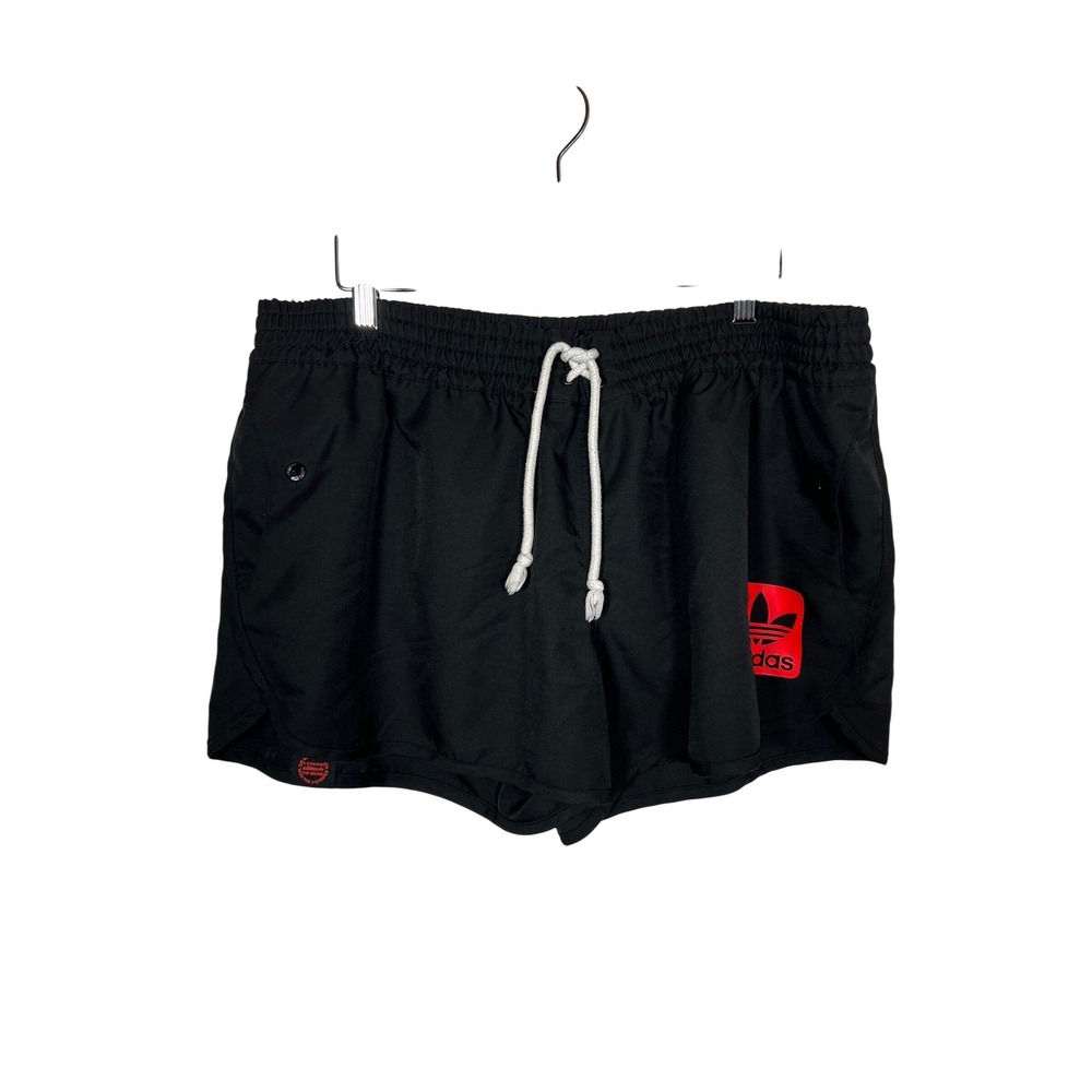 Adidas Retro Black Red Logo Athletic Gym Shorts Mesh Liner XL